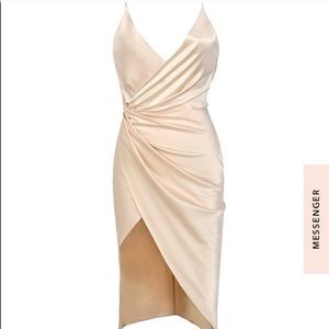 House of CB “Coco” XS Nude Satin Drape dress